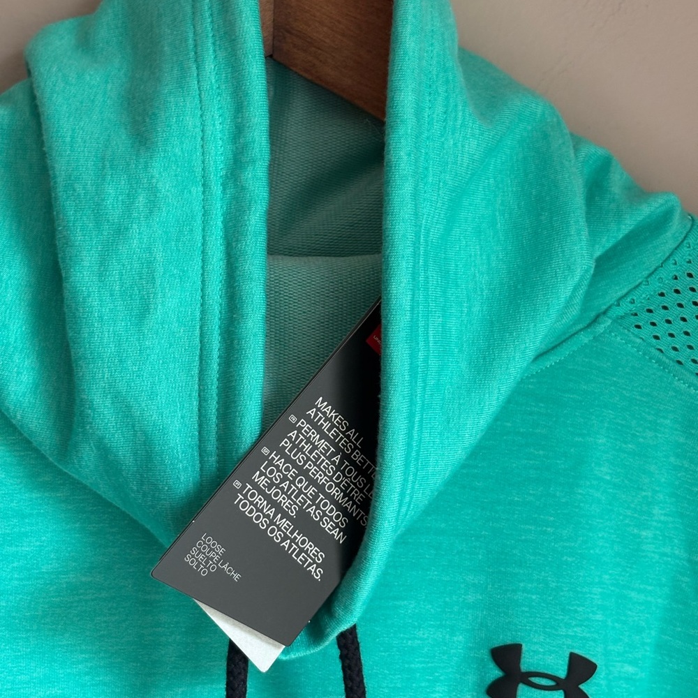 NWT Under Armour Women’s Cowl Neck Pullover Sweatshirt Green Size M - Picture 3 of 8